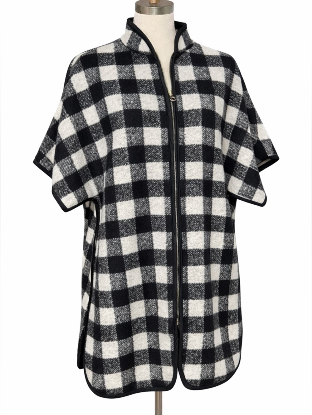 NWT Draper James buffalo plaid wool oversized sweater short sleeve cardigan XS/S